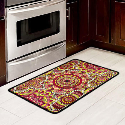 Sangria Mandala Bohemian Pattern Print Kitchen Mat