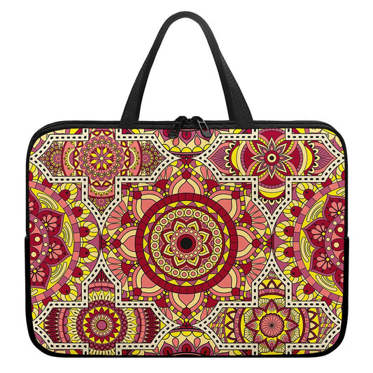 Sangria Mandala Bohemian Pattern Print Laptop Sleeve With Handle