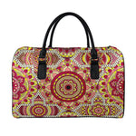 Sangria Mandala Bohemian Pattern Print Leather Duffle Bag