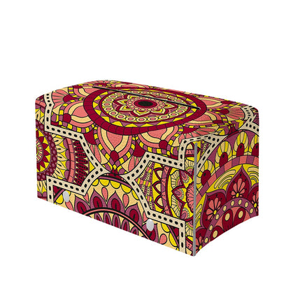 Sangria Mandala Bohemian Pattern Print Leather Tissue Box Cover