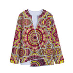 Sangria Mandala Bohemian Pattern Print Long Sleeve Short Coat