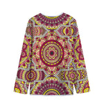Sangria Mandala Bohemian Pattern Print Long Sleeve Short Coat
