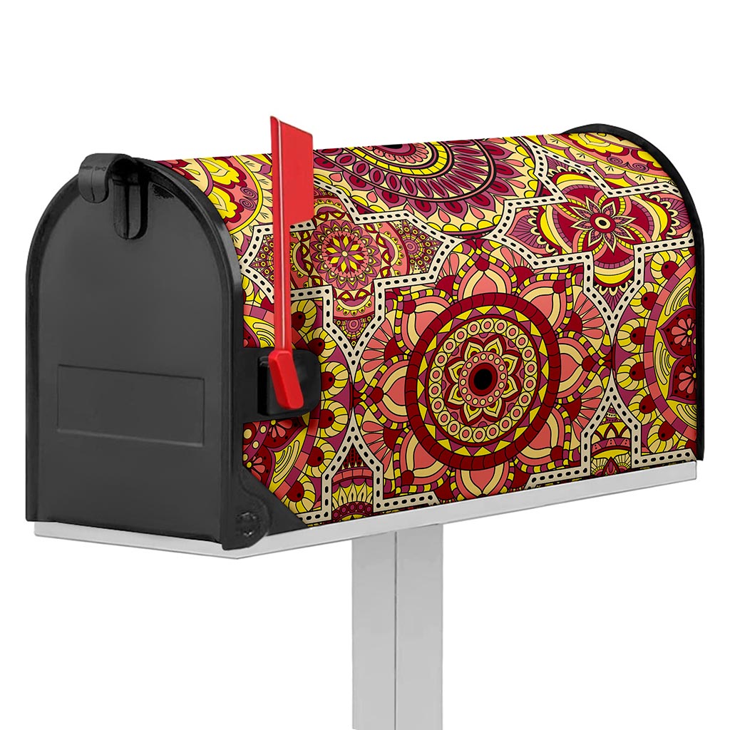 Sangria Mandala Bohemian Pattern Print Mailbox Cover