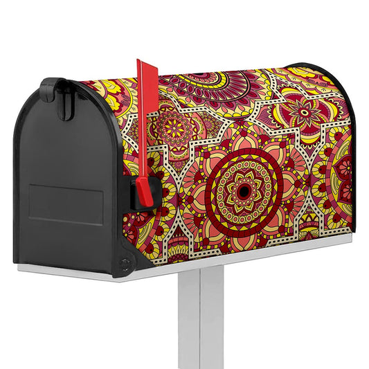 Sangria Mandala Bohemian Pattern Print Mailbox Cover