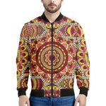 Sangria Mandala Bohemian Pattern Print Men's Bomber Jacket