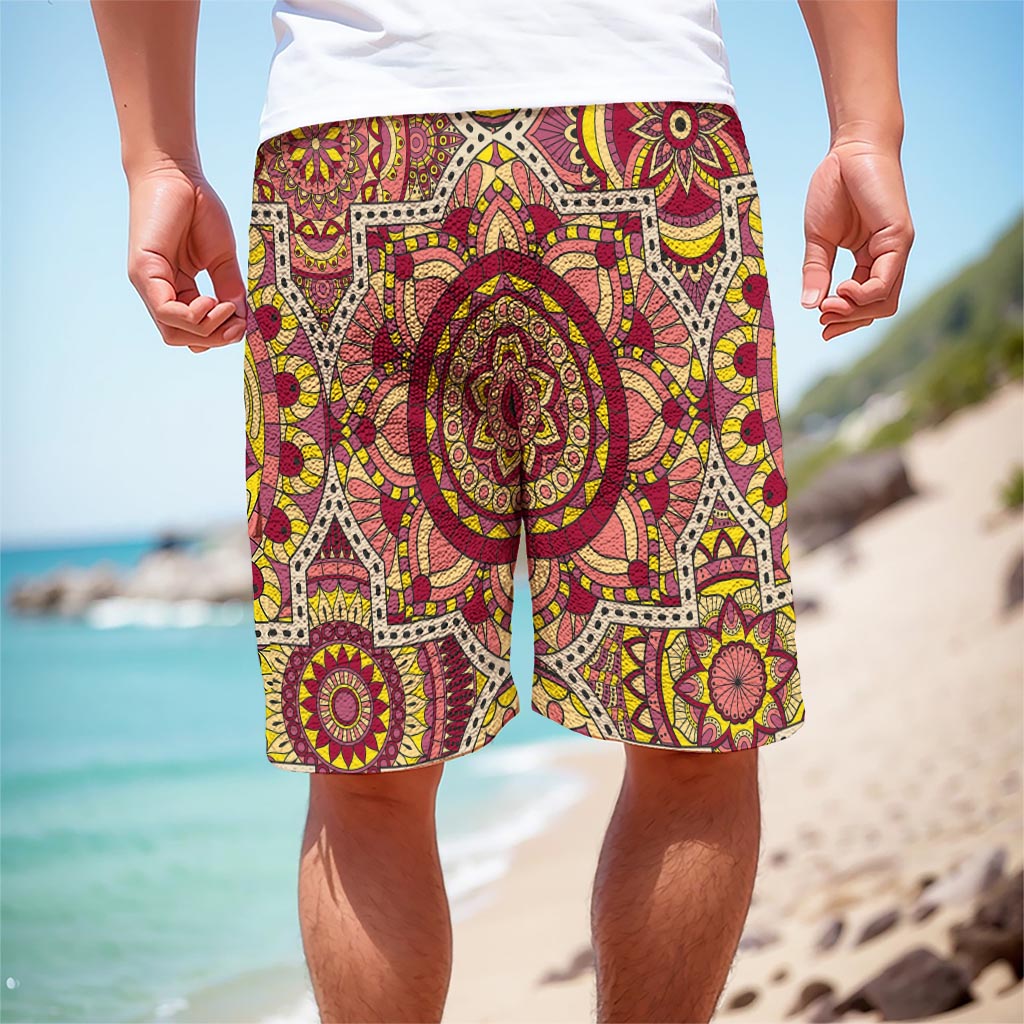 Sangria Mandala Bohemian Pattern Print Men's Cargo Shorts