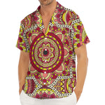 Sangria Mandala Bohemian Pattern Print Men's Deep V-Neck Shirt