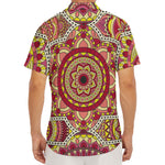 Sangria Mandala Bohemian Pattern Print Men's Deep V-Neck Shirt