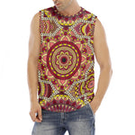Sangria Mandala Bohemian Pattern Print Men's Fitness Tank Top