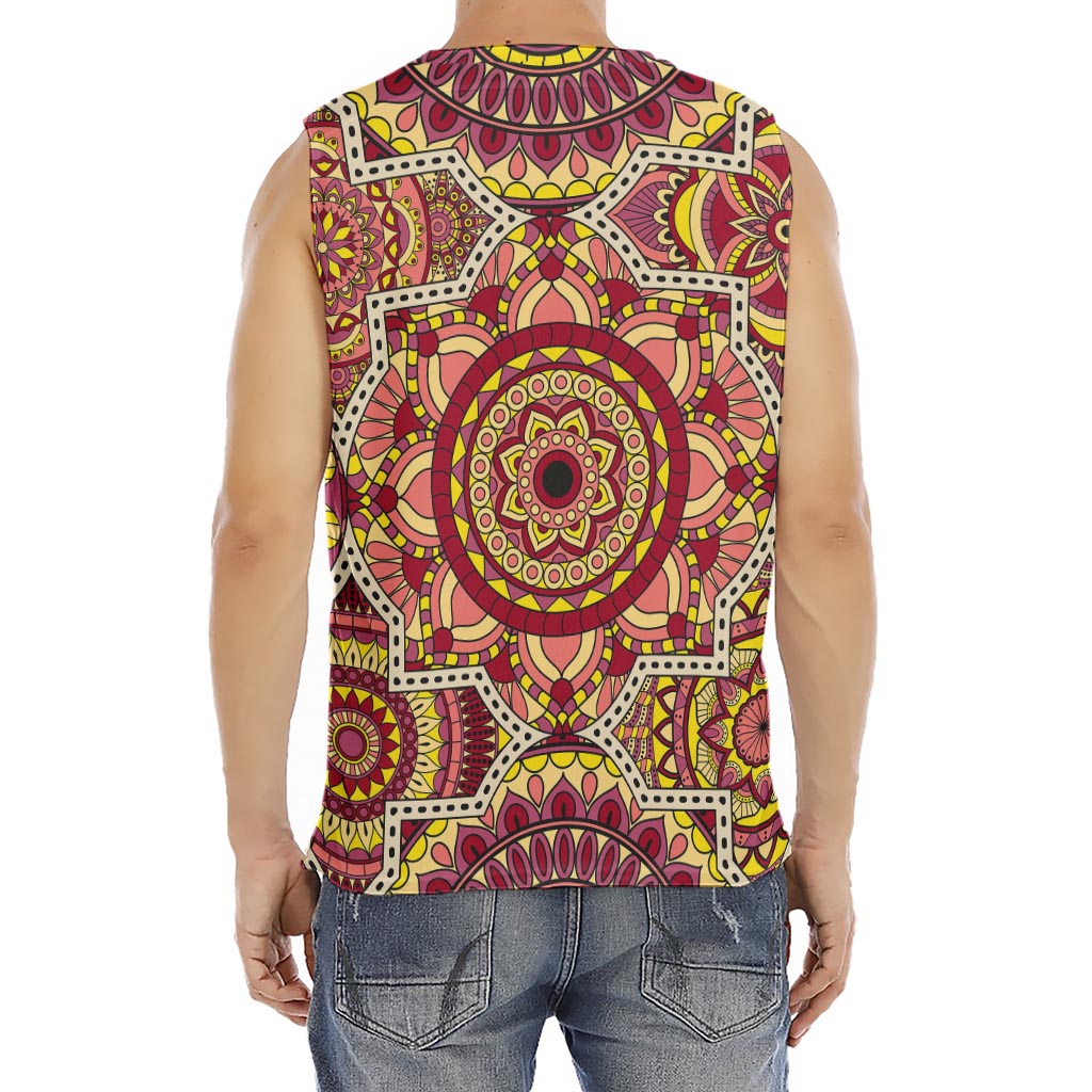 Sangria Mandala Bohemian Pattern Print Men's Fitness Tank Top