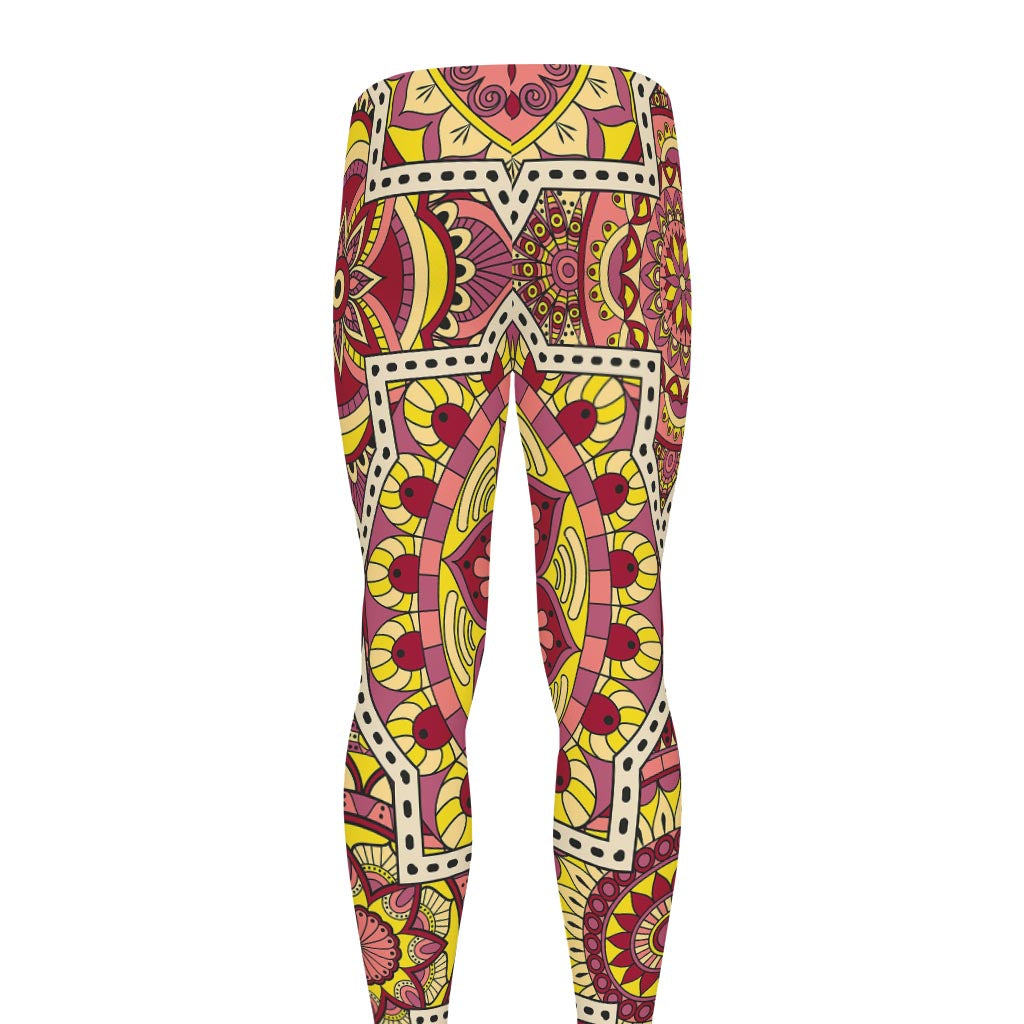 Sangria Mandala Bohemian Pattern Print Men's leggings