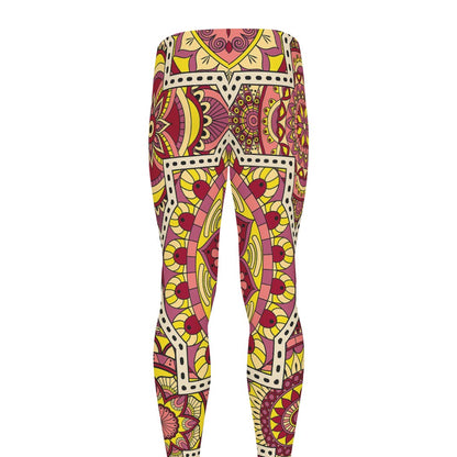 Sangria Mandala Bohemian Pattern Print Men's leggings