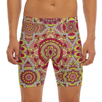 Sangria Mandala Bohemian Pattern Print Men's Long Boxer Briefs