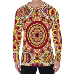 Sangria Mandala Bohemian Pattern Print Men's Long Sleeve T-Shirt