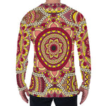 Sangria Mandala Bohemian Pattern Print Men's Long Sleeve T-Shirt