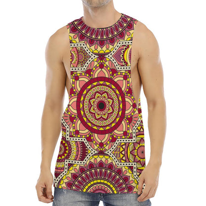 Sangria Mandala Bohemian Pattern Print Men's Muscle Tank Top