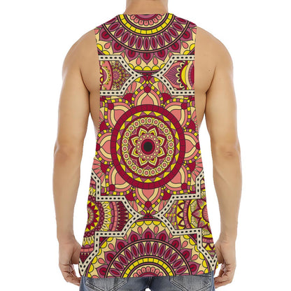 Sangria Mandala Bohemian Pattern Print Men's Muscle Tank Top