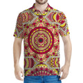 Sangria Mandala Bohemian Pattern Print Men's Polo Shirt