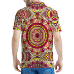 Sangria Mandala Bohemian Pattern Print Men's Polo Shirt