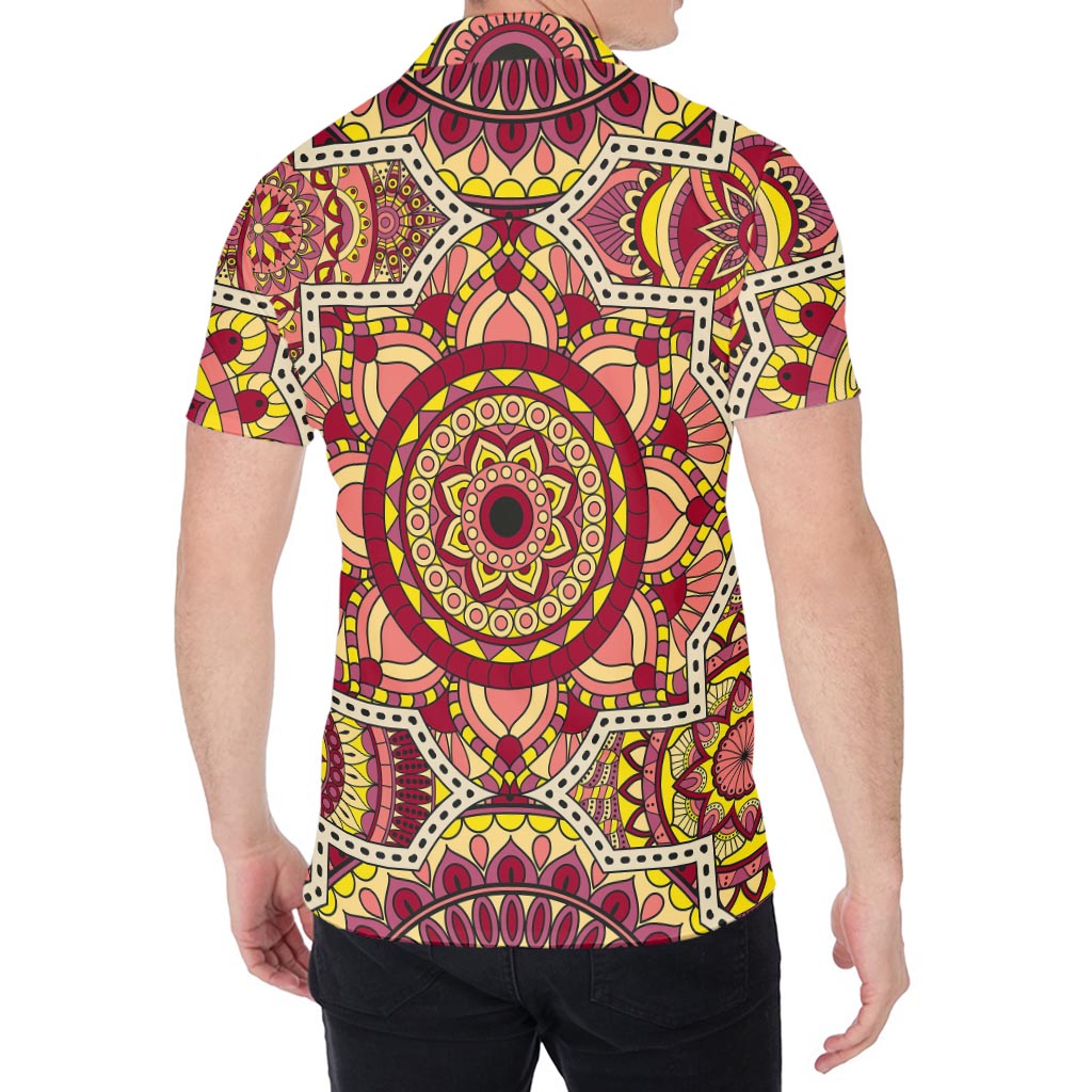 Sangria Mandala Bohemian Pattern Print Men's Shirt