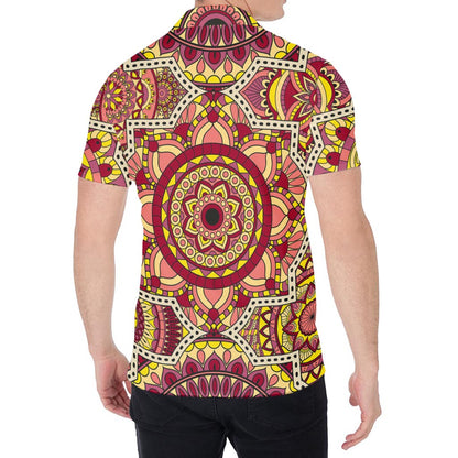 Sangria Mandala Bohemian Pattern Print Men's Shirt