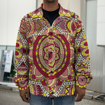 Sangria Mandala Bohemian Pattern Print Men's Shirt Jacket
