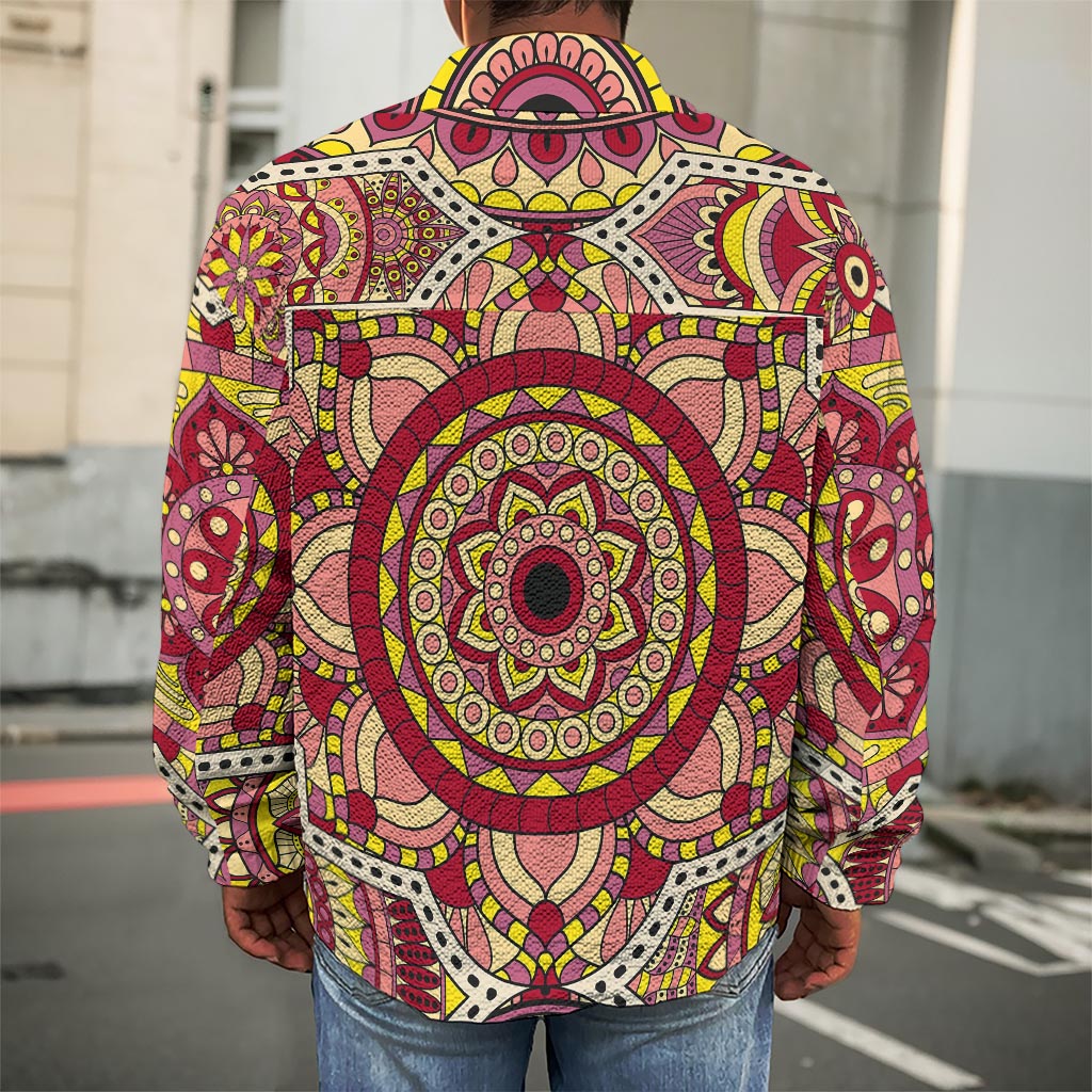 Sangria Mandala Bohemian Pattern Print Men's Shirt Jacket