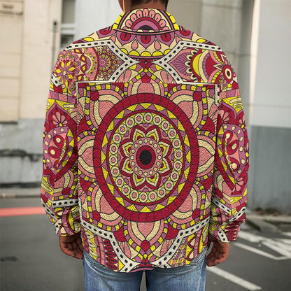 Sangria Mandala Bohemian Pattern Print Men's Shirt Jacket