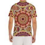 Sangria Mandala Bohemian Pattern Print Men's Short Sleeve Rash Guard