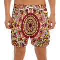 Sangria Mandala Bohemian Pattern Print Men's Split Running Shorts