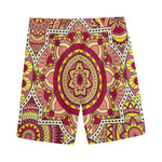 Sangria Mandala Bohemian Pattern Print Men's Sports Shorts