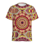 Sangria Mandala Bohemian Pattern Print Men's Sports T-Shirt