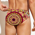 Sangria Mandala Bohemian Pattern Print Men's Swim Briefs