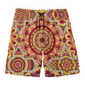 Sangria Mandala Bohemian Pattern Print Men's Swim Trunks
