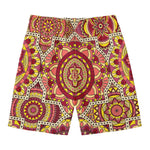 Sangria Mandala Bohemian Pattern Print Men's Swim Trunks