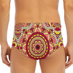 Sangria Mandala Bohemian Pattern Print Men's Triangle Swim Briefs