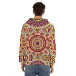 Sangria Mandala Bohemian Pattern Print Men's Velvet Pullover Hoodie