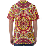 Sangria Mandala Bohemian Pattern Print Men's Velvet T-Shirt