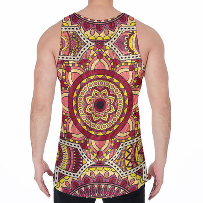 Sangria Mandala Bohemian Pattern Print Men's Velvet Tank Top