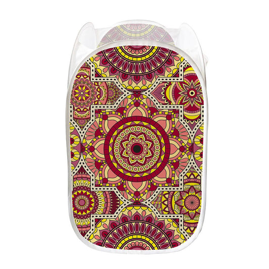 Sangria Mandala Bohemian Pattern Print Mesh Laundry Hamper