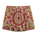 Sangria Mandala Bohemian Pattern Print Mesh Shorts