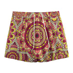 Sangria Mandala Bohemian Pattern Print Mesh Shorts