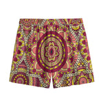 Sangria Mandala Bohemian Pattern Print Mesh Shorts