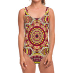 Sangria Mandala Bohemian Pattern Print One Piece Swimsuit