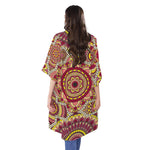 Sangria Mandala Bohemian Pattern Print Open Front Beach Cover Up