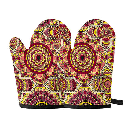 Sangria Mandala Bohemian Pattern Print Oven Mitts