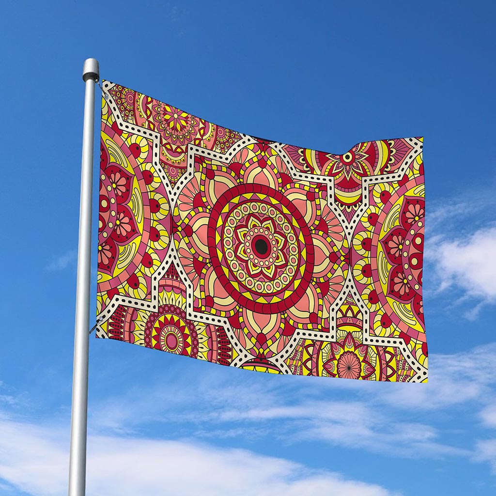 Sangria Mandala Bohemian Pattern Print Polyester Flag