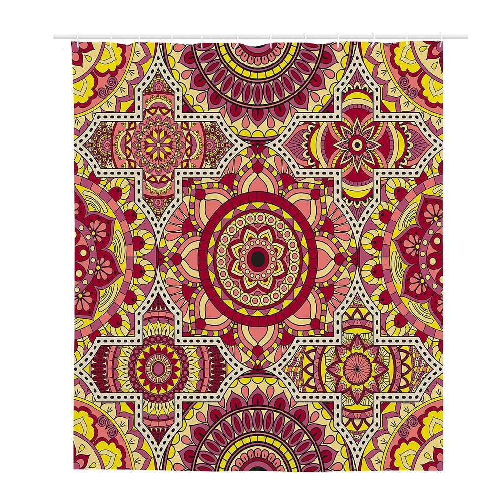Sangria Mandala Bohemian Pattern Print Polyester Shower Curtain