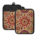 Sangria Mandala Bohemian Pattern Print Pot Holders With Pocket