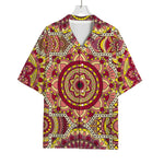 Sangria Mandala Bohemian Pattern Print Rayon Hawaiian Shirt